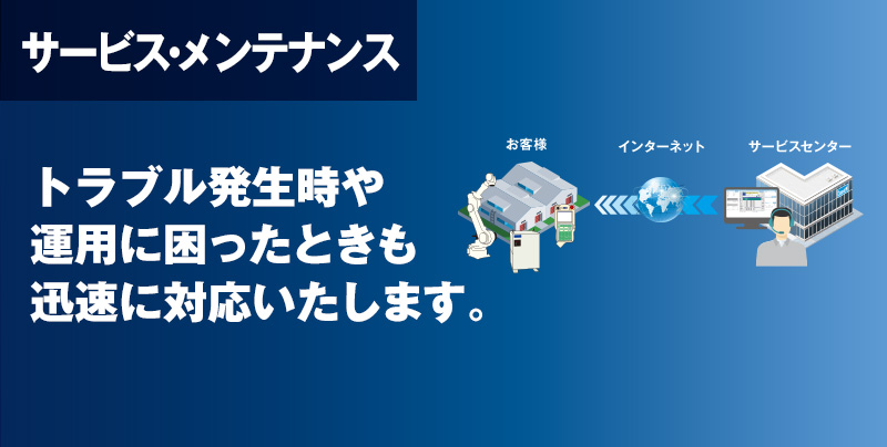 サービス・メンテナンス トラブル発生時や運用に困ったときも迅速に対応いたします。